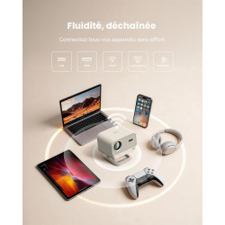 Vidéoprojecteur yaber projector prêt pour netflix【certifié sgs】 projecteur lumineux, jbl dual 8w dolby audio, mise au point auto