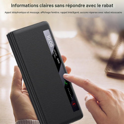 Coque pour Honor Magic V6, Étui Flip en Cuir Premium avec Fenêtre Intelligente, Réveil/Veille Auto, Fonction Support, Protection