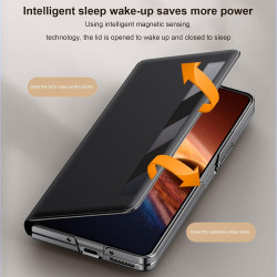 Coque pour Honor Magic V6, Étui Flip en Cuir Premium avec Fenêtre Intelligente, Réveil/Veille Auto, Fonction Support, Protection