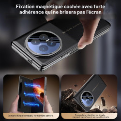Coque pour Honor Magic V6, Étui Flip en Cuir Premium avec Fenêtre Intelligente, Réveil/Veille Auto, Fonction Support, Protection