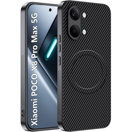 Coque pour Xiaomi POCO X8 Pro Max 5G pour MagSafe, Anti Choc Et Anti Rayures, Côtés Antidérapants, Boutons Précis, Design Fibre 