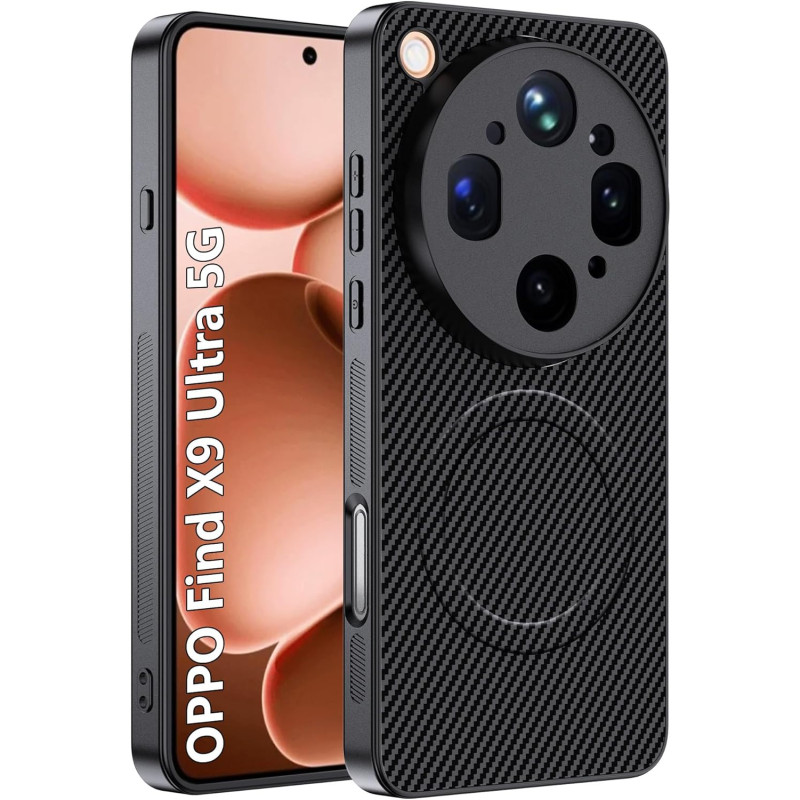 Coque pour Oppo Find X9 Ultra 5G pour MagSafe, Anti Choc Et Anti Rayures, Côtés Antidérapants, Boutons Précis, Design Fibre De C