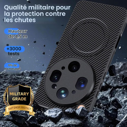 Coque pour Oppo Find X9 Ultra 5G pour MagSafe, Anti Choc Et Anti Rayures, Côtés Antidérapants, Boutons Précis, Design Fibre De C