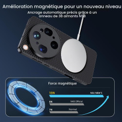 Coque pour Oppo Find X9 Ultra 5G pour MagSafe, Anti Choc Et Anti Rayures, Côtés Antidérapants, Boutons Précis, Design Fibre De C