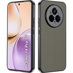 Coque pour Realme 14 Pro 5G, [Fibre de Carbone] Housse de Protection avec Cache Appareil Photo, Antichoc, Résistant aux Rayures 