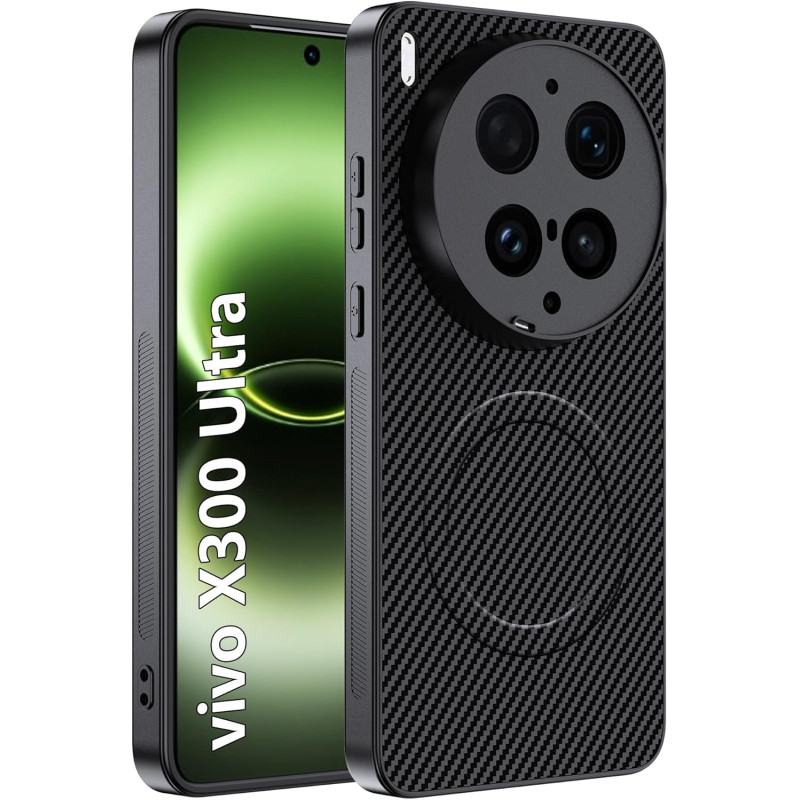Coque pour Vivo X300 Ultra 5G pour MagSafe, Anti Choc Et Anti Rayures, Côtés Antidérapants, Boutons Précis, Design Fibre De Carb