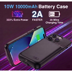 Coque de batterie pour iPhone 13/13Pro/14, étui de chargement portable ultra fin, mise à niveau 2026, 10 000 mAh, durée de vie d