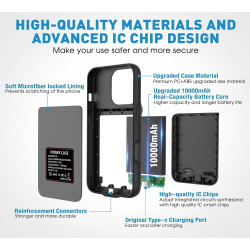 Coque de batterie pour iPhone 13/13Pro/14, étui de chargement portable ultra fin, mise à niveau 2026, 10 000 mAh, durée de vie d