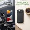 Coque batterie pour iPhone 14 et iPhone 13 6,1" 10 000 mAh avec protecteur d'écran Noir