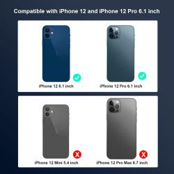 Coque batterie pour iPhone 12/12 Pro 6,1", 13800 mAh, haute capacité, coque de chargement avec protecteur d'écran, noir