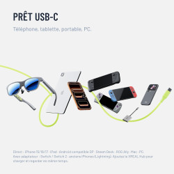 XREAL xbx a01+ AR Lunettes, Ultralégères 62g, 147" Écran Géant Portable pour Films et Jeux, Luminosité 1600 nits HDR10, USB-C DP