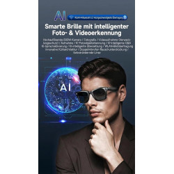 Lunettes intelligentes avec ia et bleutooth, assistant vocal chatgpt, protection uv, wi-fi, traduction en temps réel en 89 langu