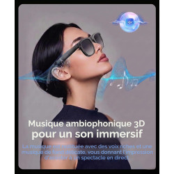 Lunettes intelligentes avec ia et bleutooth, assistant vocal chatgpt, protection uv, wi-fi, traduction en temps réel en 89 langu