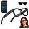 Lunette Camera HD 8MP, Vidéo, Lunettes Connectées Traduction en Temps Réel, Assistant Vocal IA, Reconnaissance IA, Appels et Mus