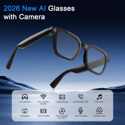 Lunettes Caméra 8 MP, Lunettes Connectées avec Port de Charge USB-C, Double Micro Ouvert, Prise en Charge des Photos, Vidéos et 