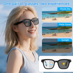 Lunettes Caméra 8 MP, Lunettes Connectées avec Port de Charge USB-C, Double Micro Ouvert, Prise en Charge des Photos, Vidéos et 