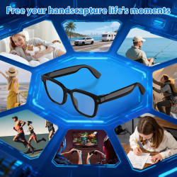 Lunettes Caméra 8 MP, Lunettes Connectées avec Port de Charge USB-C, Double Micro Ouvert, Prise en Charge des Photos, Vidéos et 