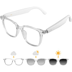 Genxenon lunettes connectées pour hommes et femmes – lunettes audio bleutooth avec verres photochromiques, haut-parleurs à condu