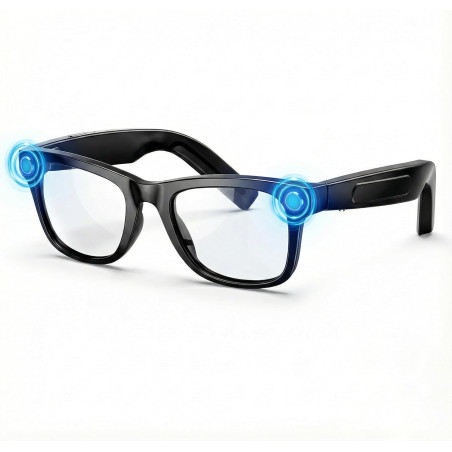 Lunettes camera hd, 8mp 1080p lunette connectées ia, processeur double cœur avec assistant ia pour traduction en temps réel, 410
