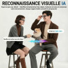 Lunettes camera hd, 8mp 1080p lunette connectées ia, processeur double cœur avec assistant ia pour traduction en temps réel, 410