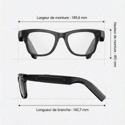Lunettes camera hd, 8mp 1080p lunette connectées ia, processeur double cœur avec assistant ia pour traduction en temps réel, 410