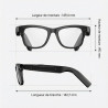 Lunettes camera hd, 8mp 1080p lunette connectées ia, processeur double cœur avec assistant ia pour traduction en temps réel, 410