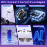 Lunettes ai avec filtre à lumière bleue - résolution hd 1200p - bleutooth - traduction vocale - avec caméra - enregistrement vid