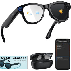 Lunettes intelligentes avec appareil photo pour homme et femme, lunettes d'appareil photo 8 MP avec enregistrement audio et vidé