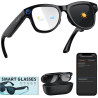 Lunettes intelligentes avec appareil photo pour homme et femme, lunettes d'appareil photo 8 MP avec enregistrement audio et vidé