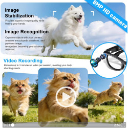 Lunettes intelligentes avec appareil photo pour homme et femme, lunettes d'appareil photo 8 MP avec enregistrement audio et vidé