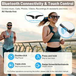 Lunettes intelligentes avec appareil photo pour homme et femme, lunettes d'appareil photo 8 MP avec enregistrement audio et vidé