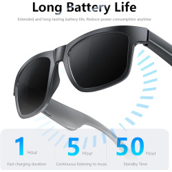 Dpofirs Lunettes Audio Intelligentes pour Hommes et Femmes, Lunettes de Soleil de Sport, de Soleil BT 5.4 pour la Musique et Les