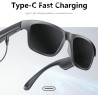 Dpofirs Lunettes Audio Intelligentes pour Hommes et Femmes, Lunettes de Soleil de Sport, de Soleil BT 5.4 pour la Musique et Les