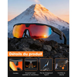 Mingtawn lunettes connectées,caméra 4k hd anti-tremblement,haut-parleurs stéréo 3d,lunettes de soleil sport polarisées uv400,lun