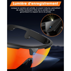 Mingtawn lunettes connectées,caméra 4k hd anti-tremblement,haut-parleurs stéréo 3d,lunettes de soleil sport polarisées uv400,lun