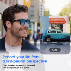 Lunettes Connectées avec Caméra, Caméra HD 8 MP, Batterie 300 mAh, Audio à Oreilles Libres, Prend en Charge l'enregistrement Vid