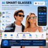 Lunettes connectées ia avec caméra hd 8mp vidéo 1080p eis,lunettes intelligentes appels musique wi-fi bleutooth traduction en te