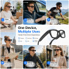 Lunettes connectées ia avec caméra hd 8mp vidéo 1080p eis,lunettes intelligentes appels musique wi-fi bleutooth traduction en te