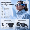 Lunettes connectées ia avec caméra hd 8mp vidéo 1080p eis,lunettes intelligentes appels musique wi-fi bleutooth traduction en te