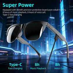 Dpofirs Lunettes intelligentes, Lunettes de Soleil pour Sports de Plein air pour Voyages, Musique et appels téléphoniques