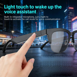 Dpofirs Lunettes intelligentes, Lunettes de Soleil pour Sports de Plein air pour Voyages, Musique et appels téléphoniques