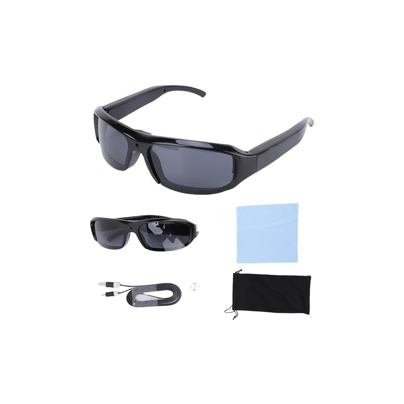 Lunettes de Soleil pour Appareil Photo, Lunettes Vidéo d'action de Sport à Objectif Grand Angle Anti-secousse 1080P, de Soleil p