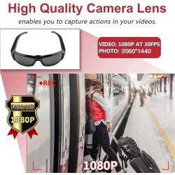 Lunettes de Soleil pour Appareil Photo, Lunettes Vidéo d'action de Sport à Objectif Grand Angle Anti-secousse 1080P, de Soleil p