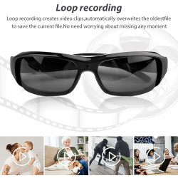 Lunettes de Soleil pour Appareil Photo, Lunettes Vidéo d'action de Sport à Objectif Grand Angle Anti-secousse 1080P, de Soleil p