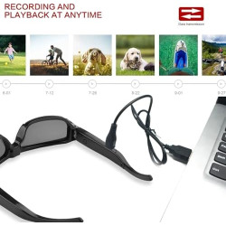 Lunettes de Soleil pour Appareil Photo, Lunettes Vidéo d'action de Sport à Objectif Grand Angle Anti-secousse 1080P, de Soleil p