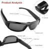 Lunettes de Soleil pour Appareil Photo, Lunettes Vidéo d'action de Sport à Objectif Grand Angle Anti-secousse 1080P, de Soleil p