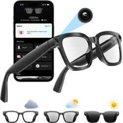 Lunettes intelligentes avec caméra et bleutooth, 8 mpx, hd 1200p | en charge l'enregistrement photo/vidéo/audio, la traduction e