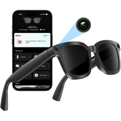 Lunettes intelligentes avec caméra et bleutooth, 8 mpx, hd 1200p | en charge l'enregistrement photo/vidéo/audio, la traduction e