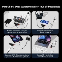 Adaptateur USB-C vers Lunettes AR pour Switch 2 – 4K@60Hz 2K@120Hz 100W PD Données 10Gbps, Compatible Switch 2/1 Steam Deck PC P