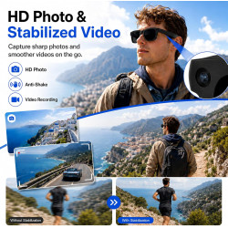 Ai smart glasses lunettes intelligentes avec caméra vidéo appels bleutooth | lunettes connectées ia caméra 8mp vidéo 1080p eis t